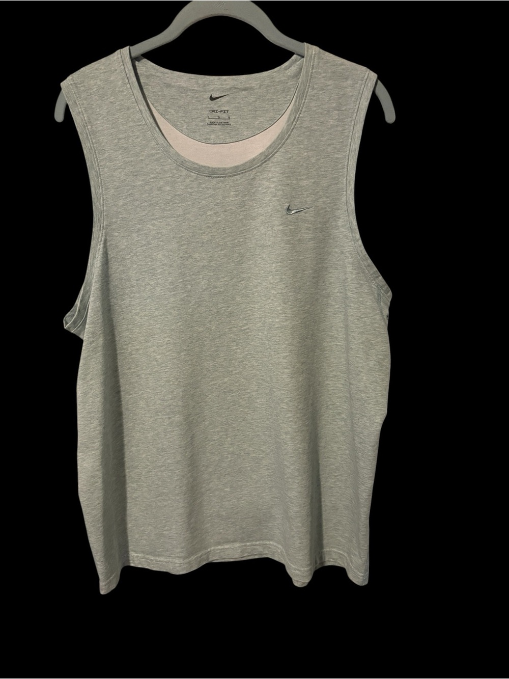 Nike Dri Fit Light Sage Green Muscle Tank with Swoosh